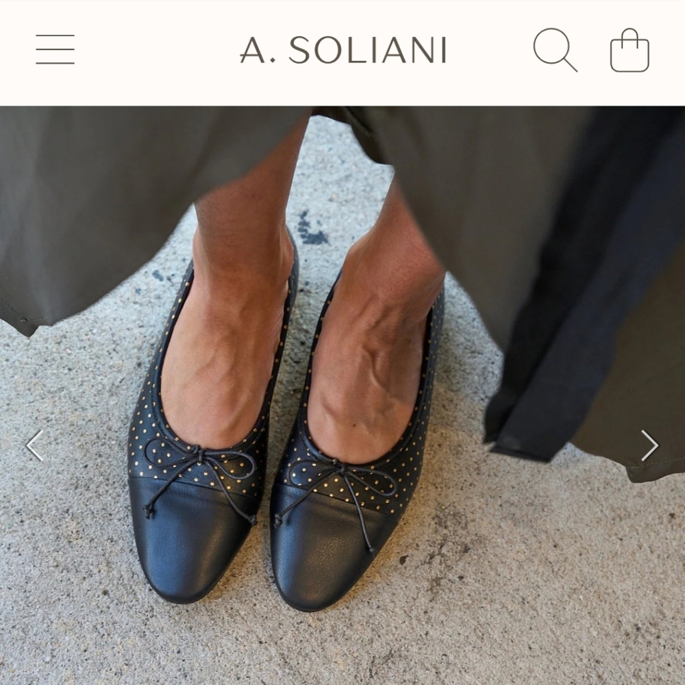 A. Soliani como Ballet Flats with Gold Stud Detail - Picture 7 of 9